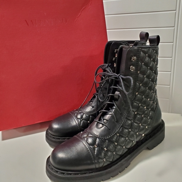 Valentino Shoes - Valentino Garavani Rockstud Combat Boots SZ 37